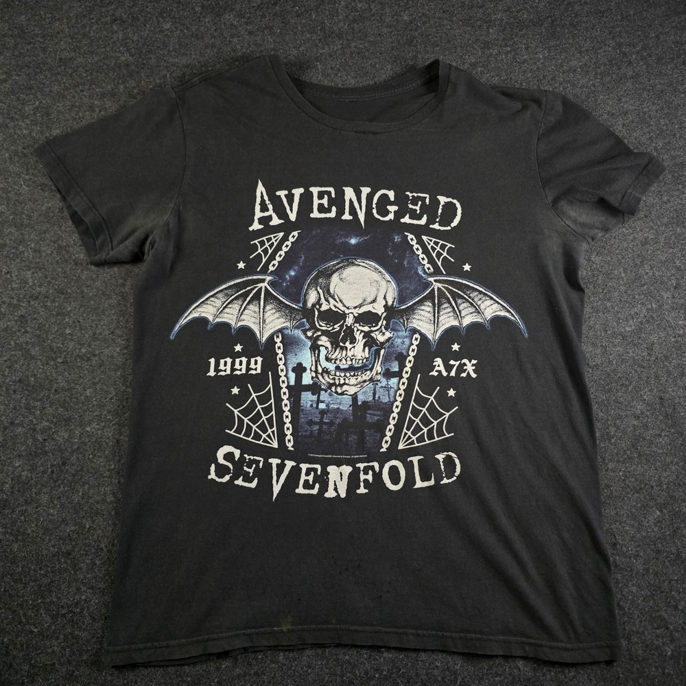 Avenged Sevenfold A7X Deathbat Skull Graphic T-Shirt Black 2015 Licensed Men's M